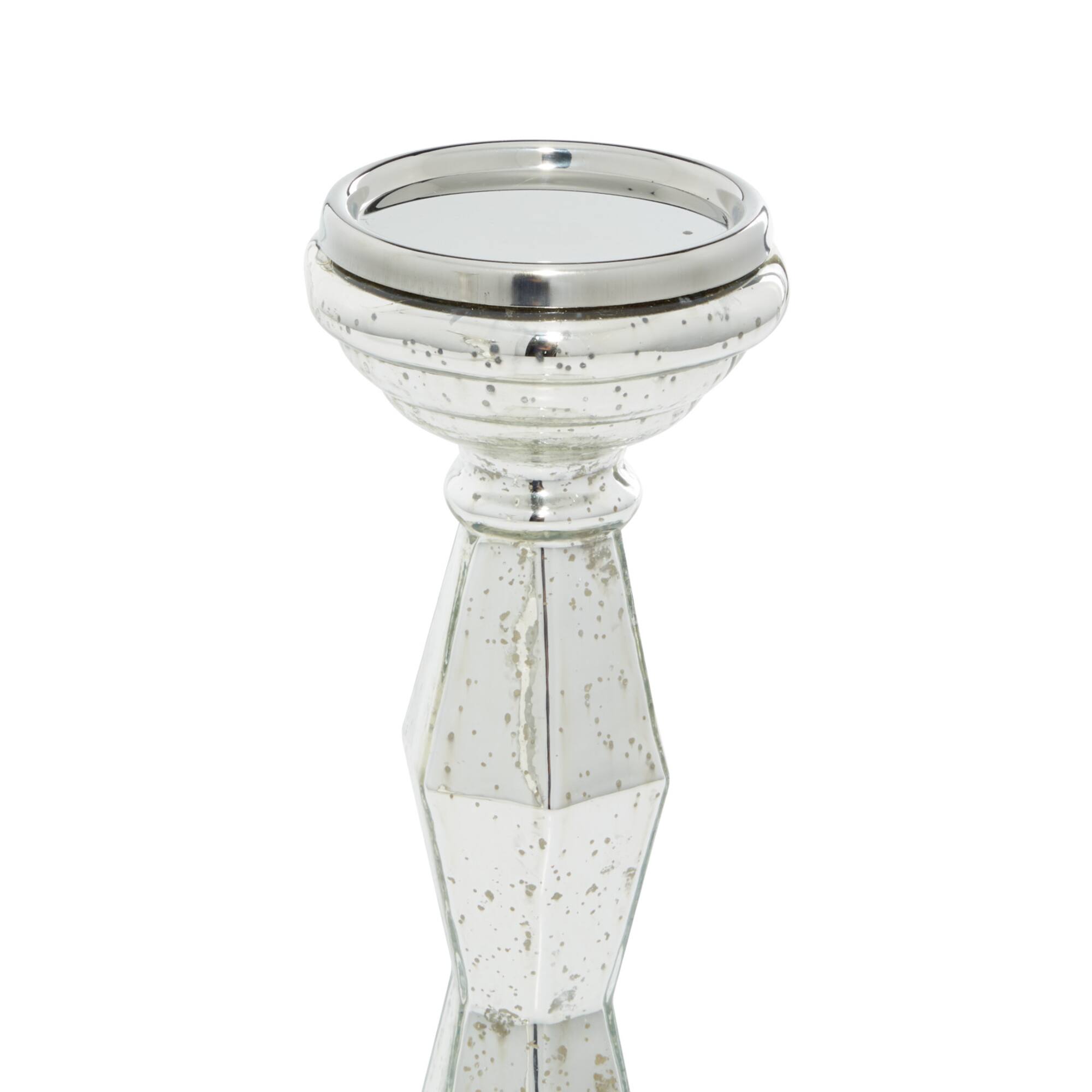 Silver Glass Glam Candle Holder Set